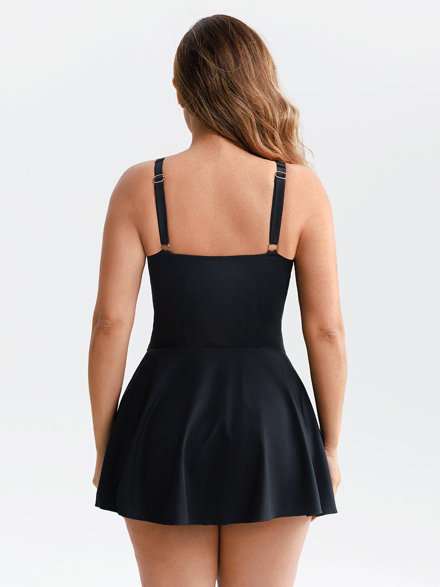 Sculpt Deep V Ruched Shaping Mesh One Piece Swimsuit