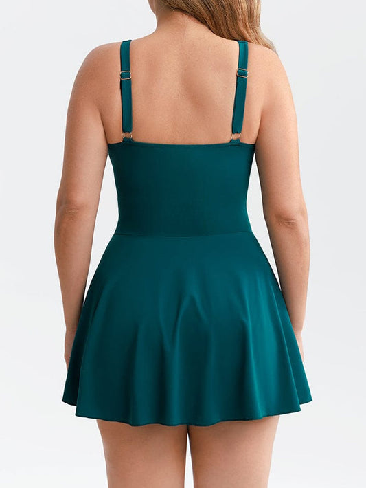 Sculpt Deep V Ruched Shaping Mesh One Piece Swimsuit