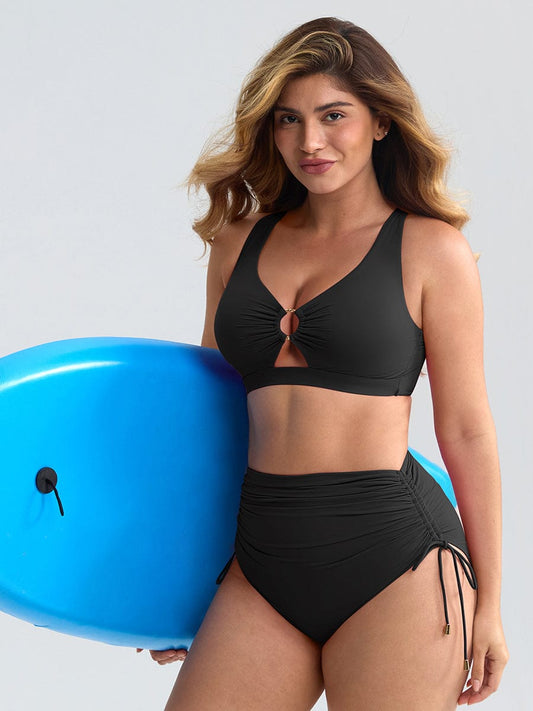 Sculpt Deep V Metal Ring Tummy Control Swimsuit