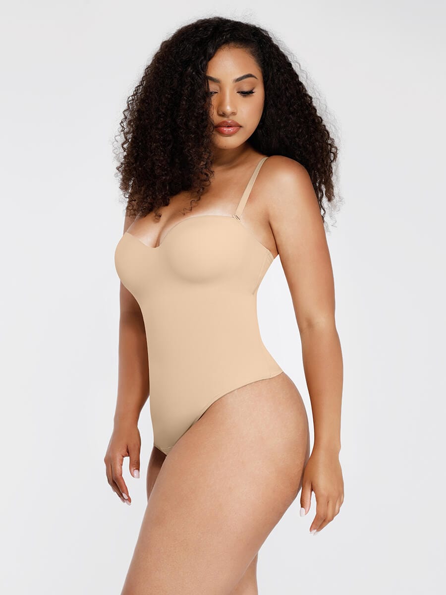 Wholesale One Piece Underwire Strapless Cups Waist And Abdomen Shaping Thong Bodysuit